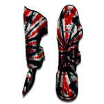 Black And Red Spider Tie Dye Print Muay Thai Shin Guard