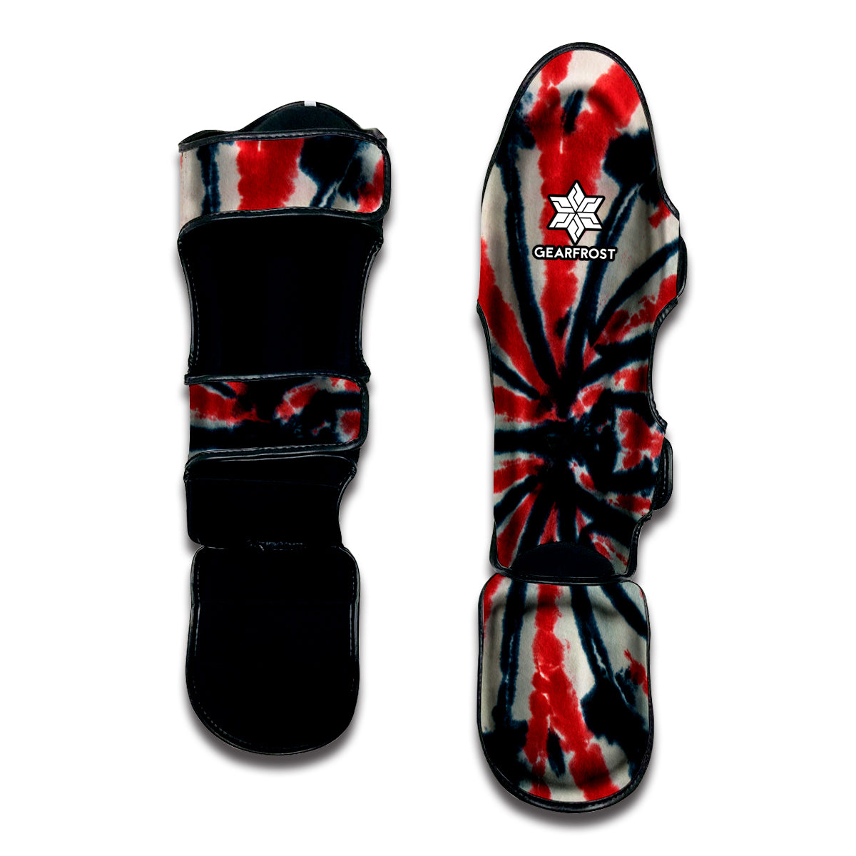 Black And Red Spider Tie Dye Print Muay Thai Shin Guard