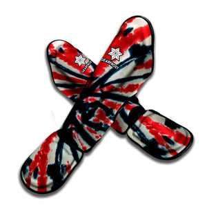 Black And Red Spider Tie Dye Print Muay Thai Shin Guard