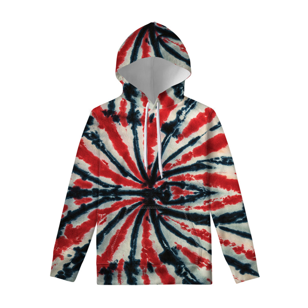 Black And Red Spider Tie Dye Print Pullover Hoodie