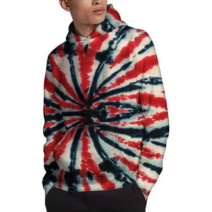 Black And Red Spider Tie Dye Print Pullover Hoodie