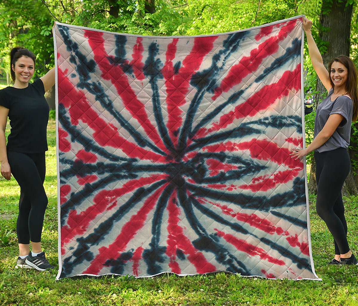 Black And Red Spider Tie Dye Print Quilt