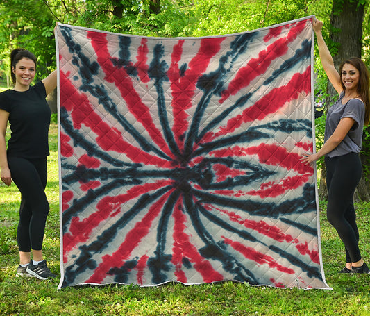 Black And Red Spider Tie Dye Print Quilt