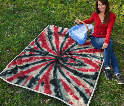 Black And Red Spider Tie Dye Print Quilt