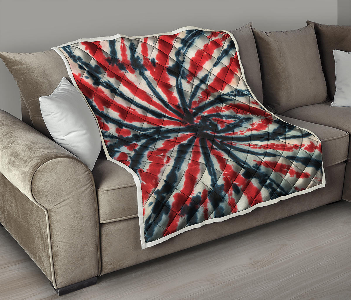 Black And Red Spider Tie Dye Print Quilt