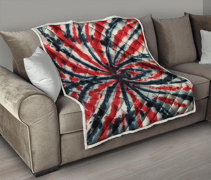 Black And Red Spider Tie Dye Print Quilt