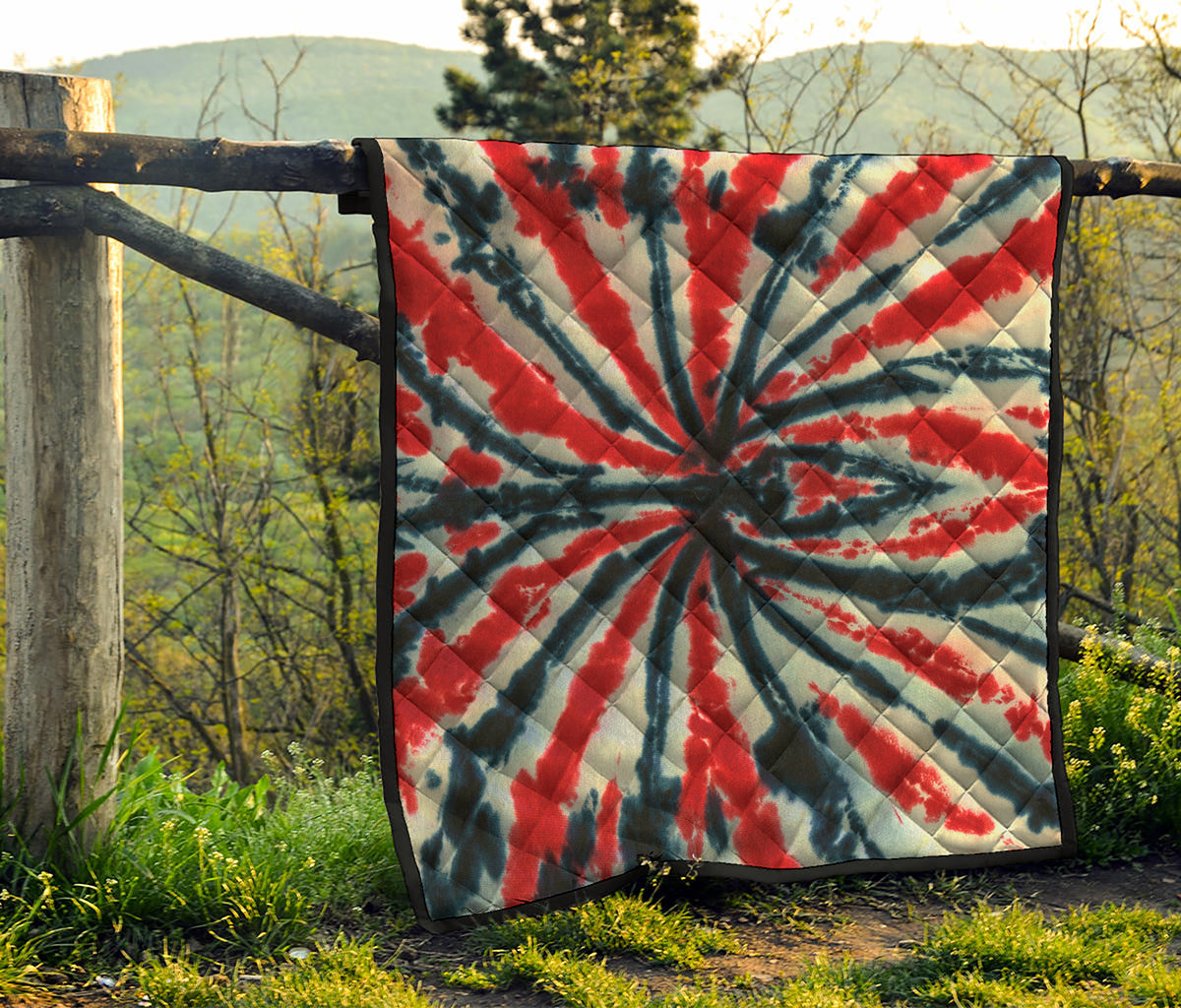 Black And Red Spider Tie Dye Print Quilt