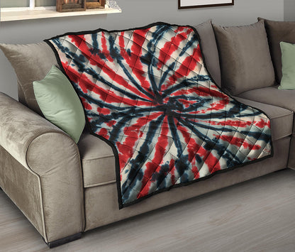 Black And Red Spider Tie Dye Print Quilt