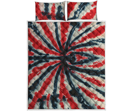Black And Red Spider Tie Dye Print Quilt Bed Set