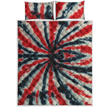 Black And Red Spider Tie Dye Print Quilt Bed Set