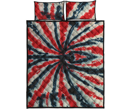 Black And Red Spider Tie Dye Print Quilt Bed Set