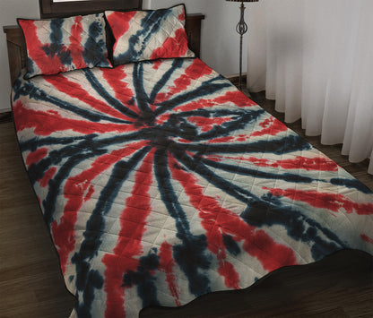 Black And Red Spider Tie Dye Print Quilt Bed Set