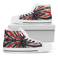Black And Red Spider Tie Dye Print White High Top Sneakers