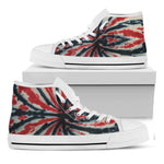 Black And Red Spider Tie Dye Print White High Top Shoes