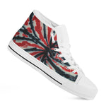 Black And Red Spider Tie Dye Print White High Top Shoes