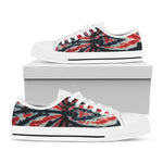 Black And Red Spider Tie Dye Print White Low Top Shoes