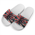 Black And Red Spider Tie Dye Print White Slide Sandals