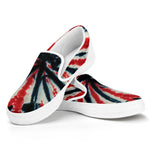 Black And Red Spider Tie Dye Print White Slip On Shoes