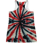 Black And Red Spider Tie Dye Print Women's Racerback Tank Top