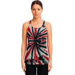 Black And Red Spider Tie Dye Print Women's Racerback Tank Top
