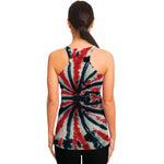 Black And Red Spider Tie Dye Print Women's Racerback Tank Top