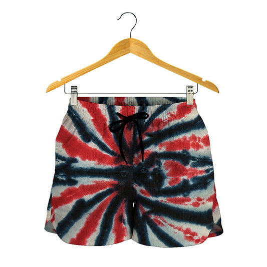 Black And Red Spider Tie Dye Print Women's Shorts