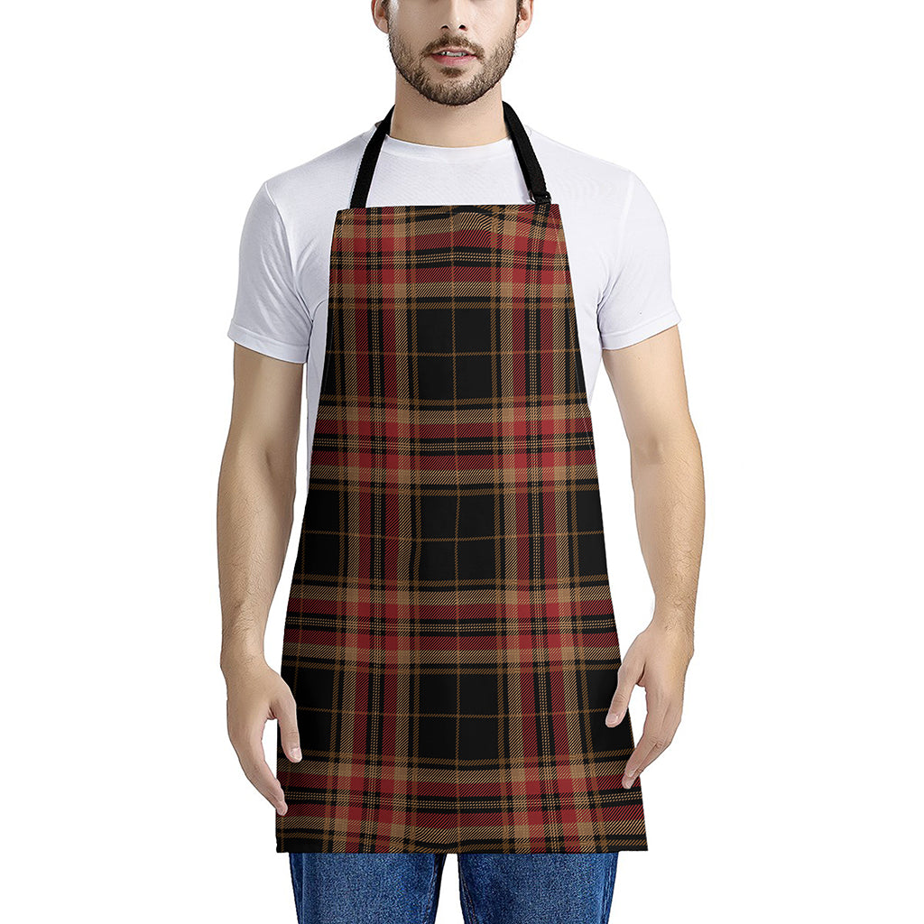 Black And Red Stewart Tartan Print Apron