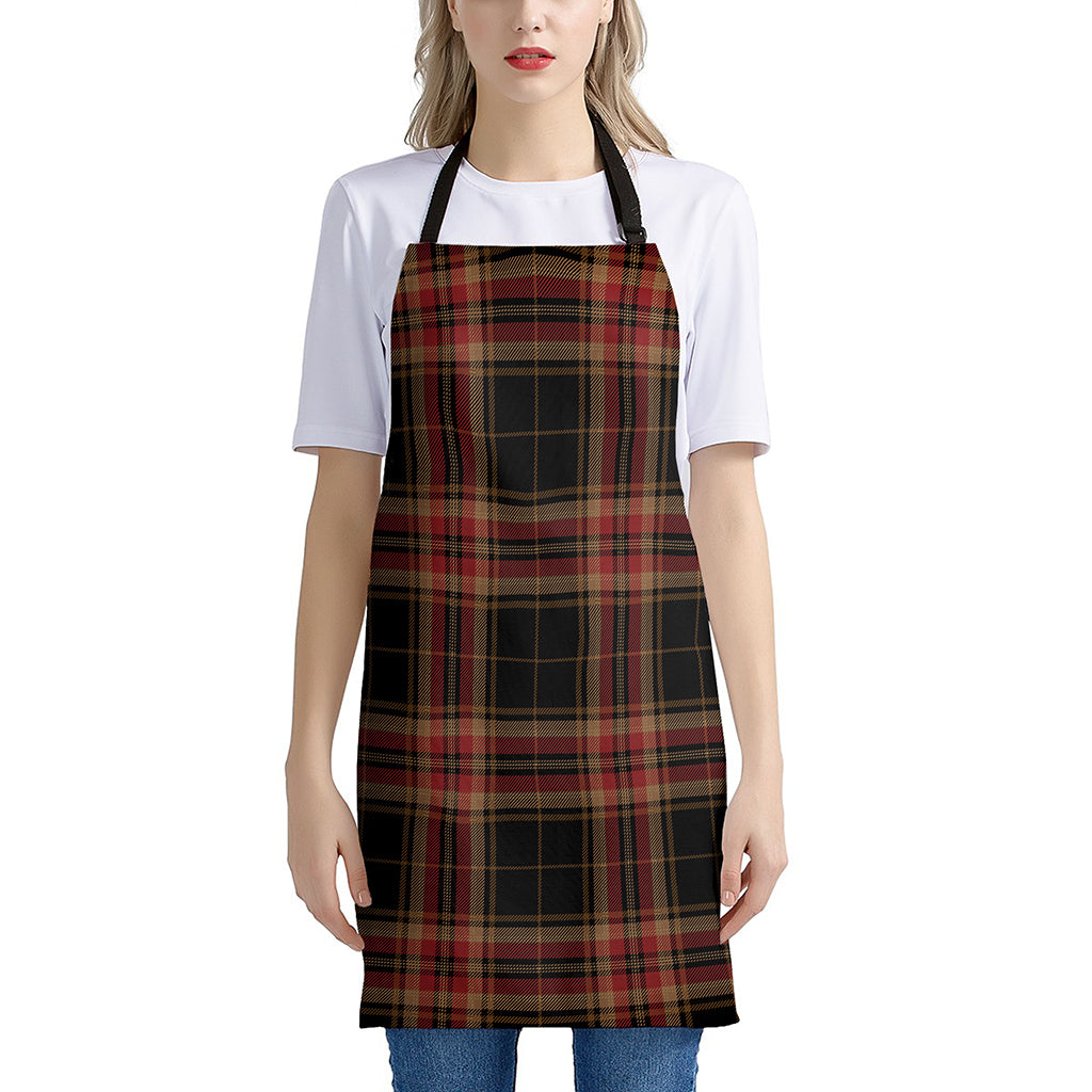 Black And Red Stewart Tartan Print Apron