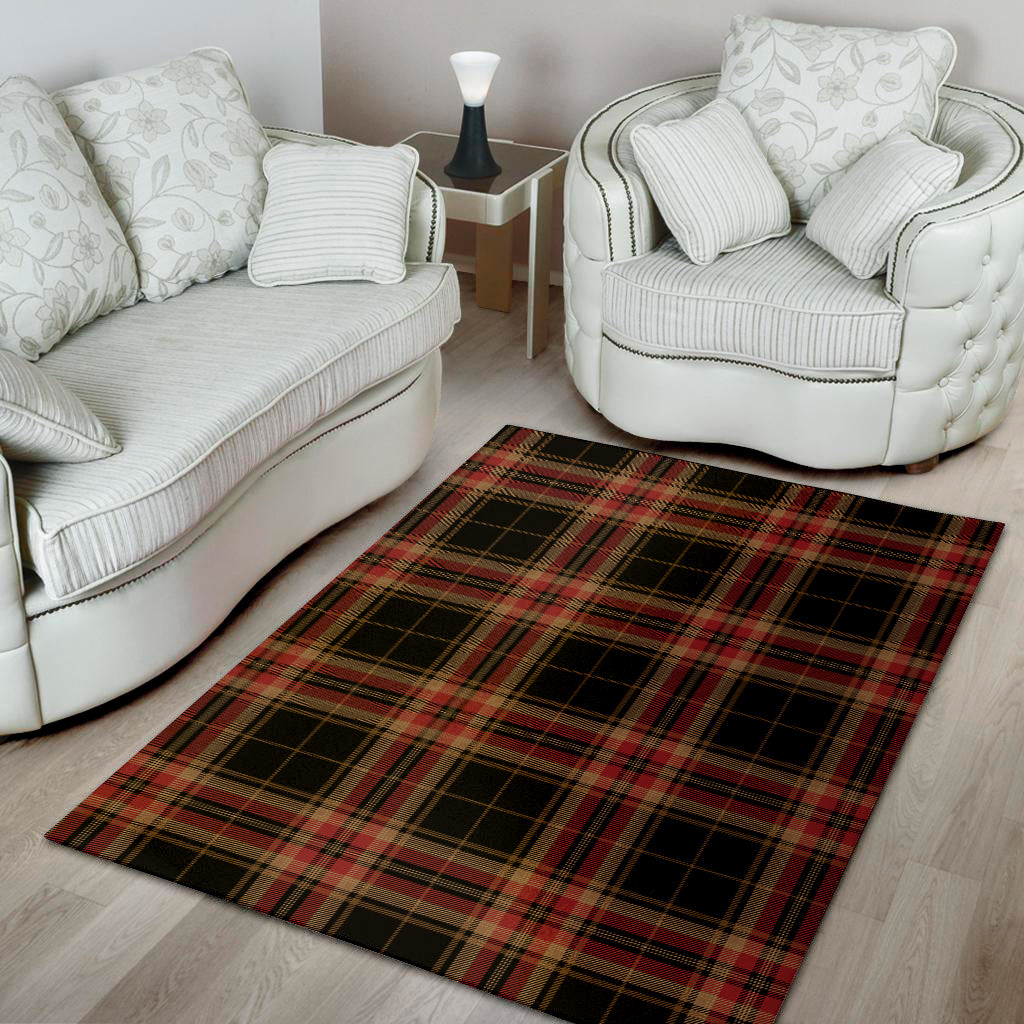 Black And Red Stewart Tartan Print Area Rug