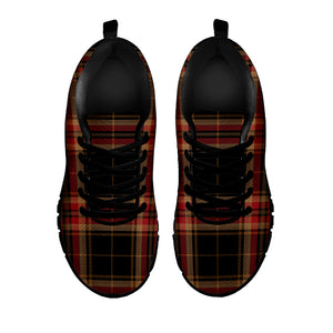 Black And Red Stewart Tartan Print Black Sneakers