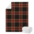 Black And Red Stewart Tartan Print Blanket