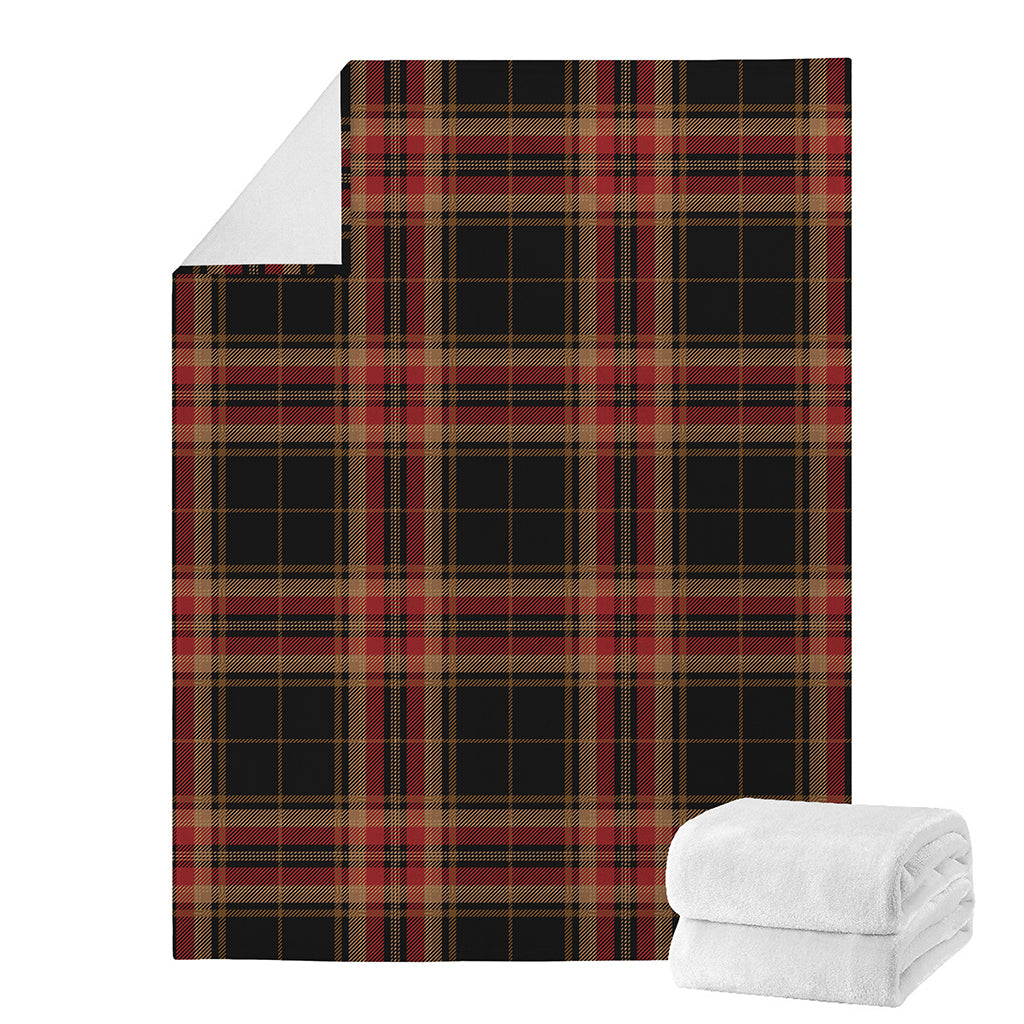 Black And Red Stewart Tartan Print Blanket