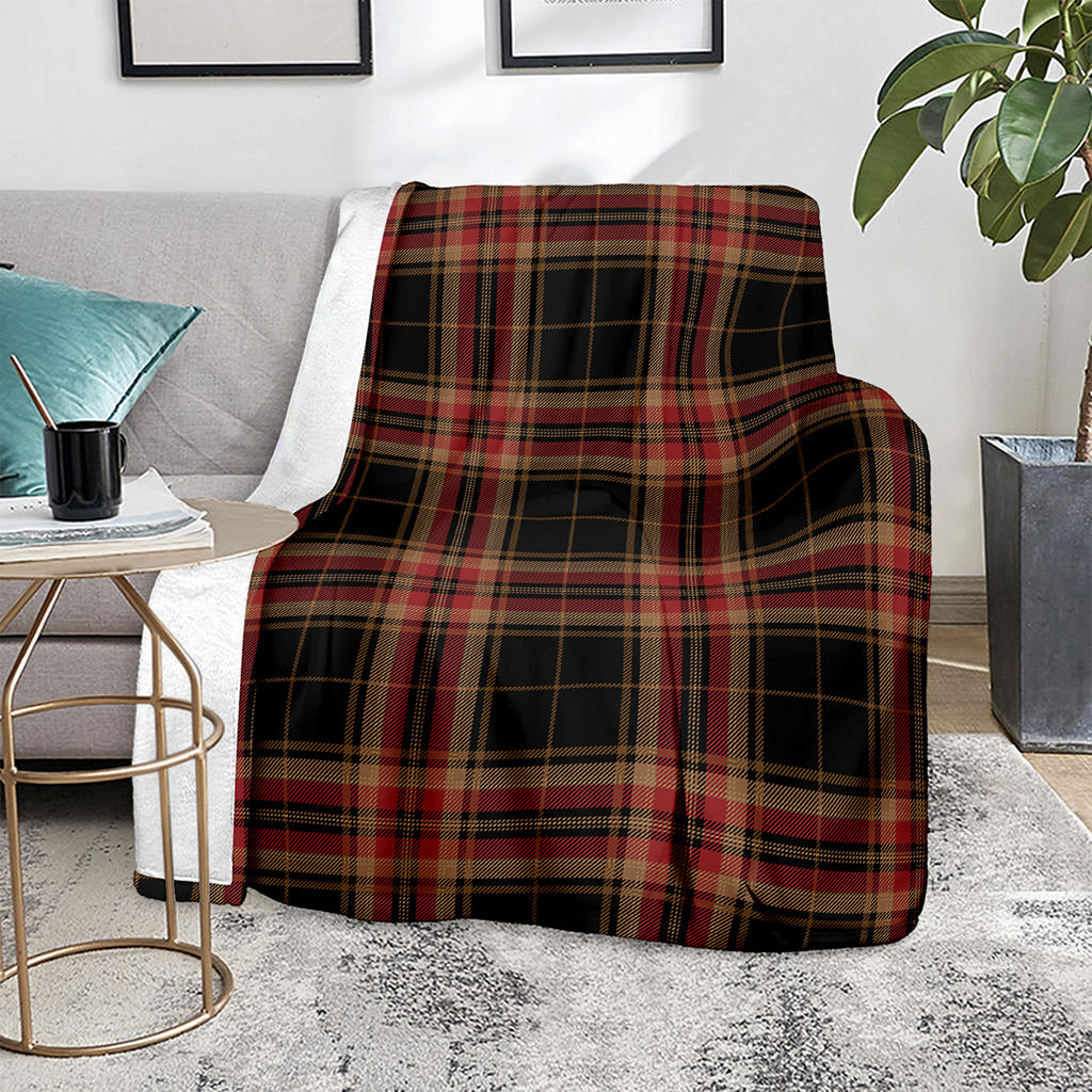 Black And Red Stewart Tartan Print Blanket