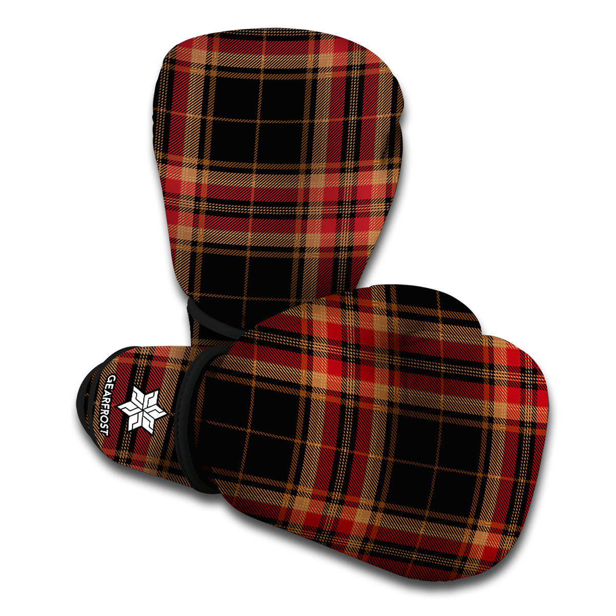 Black And Red Stewart Tartan Print Boxing Gloves