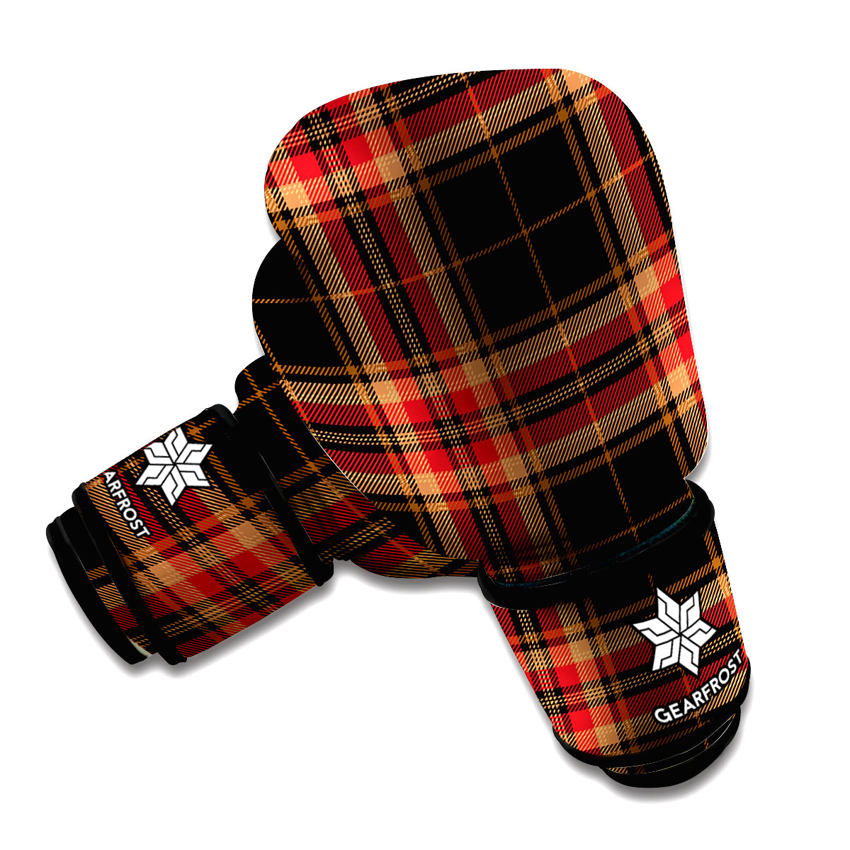 Black And Red Stewart Tartan Print Boxing Gloves