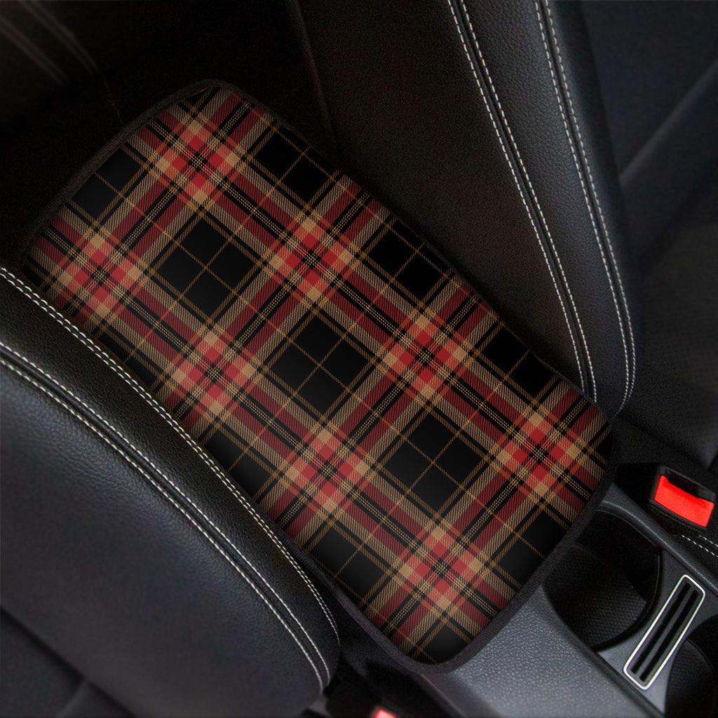 Black And Red Stewart Tartan Print Car Center Console Cover