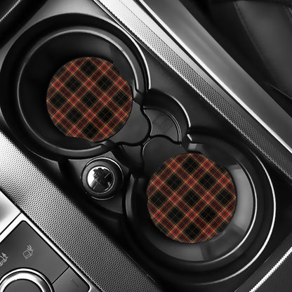 Black And Red Stewart Tartan Print Car Coasters