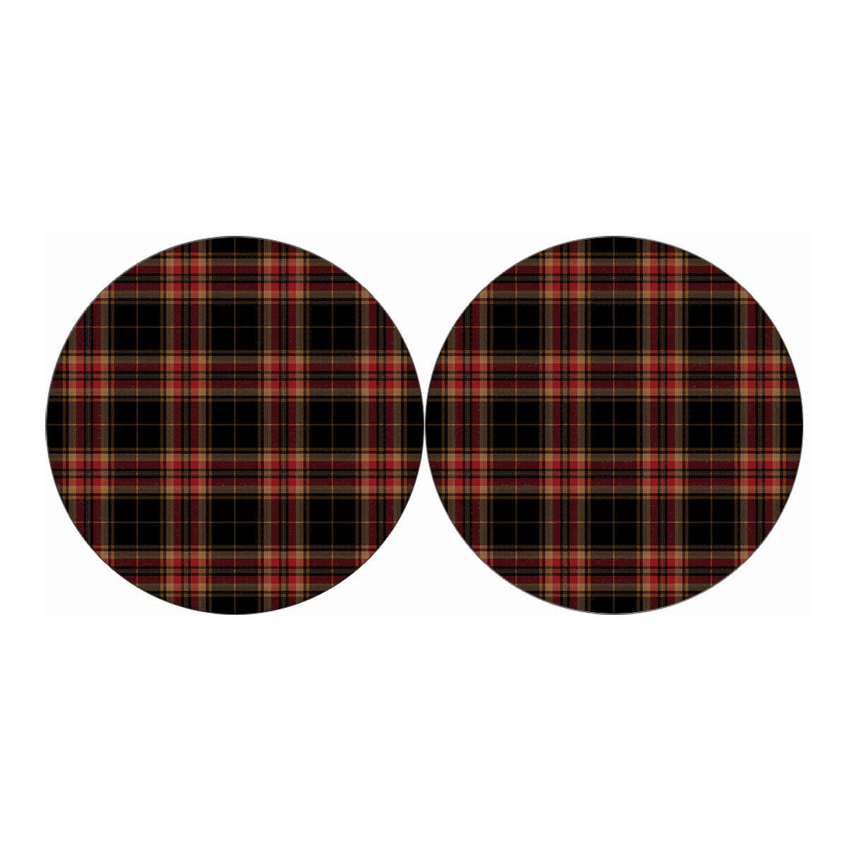 Black And Red Stewart Tartan Print Car Coasters