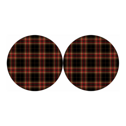 Black And Red Stewart Tartan Print Car Coasters