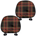 Black And Red Stewart Tartan Print Car Headrest Covers