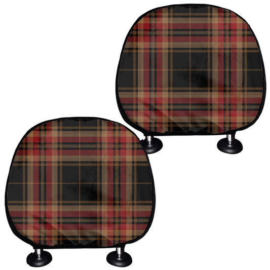 Black And Red Stewart Tartan Print Car Headrest Covers