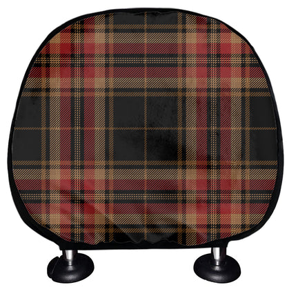 Black And Red Stewart Tartan Print Car Headrest Covers