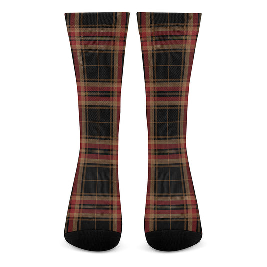 Black And Red Stewart Tartan Print Crew Socks