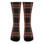 Black And Red Stewart Tartan Print Crew Socks