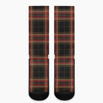 Black And Red Stewart Tartan Print Crew Socks