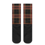 Black And Red Stewart Tartan Print Crew Socks