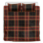 Black And Red Stewart Tartan Print Duvet Cover Bedding Set