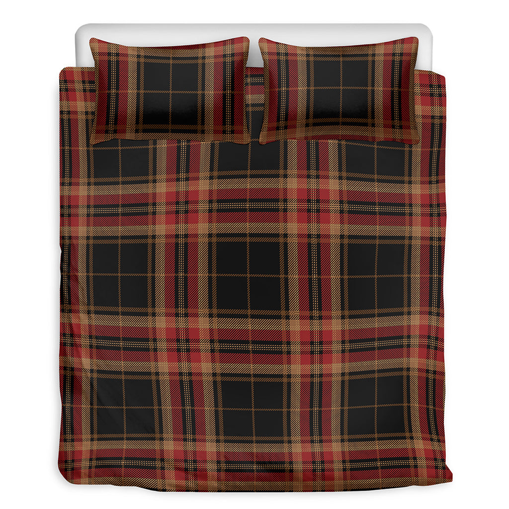 Black And Red Stewart Tartan Print Duvet Cover Bedding Set