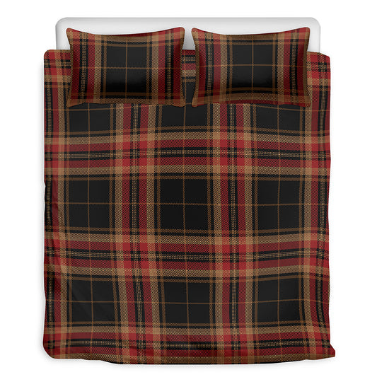 Black And Red Stewart Tartan Print Duvet Cover Bedding Set