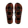 Black And Red Stewart Tartan Print Flip Flops